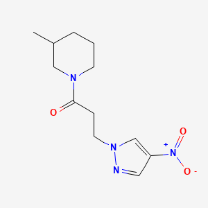 molecular formula C12H18N4O3 B10897404 1-(3-methylpiperidin-1-yl)-3-(4-nitro-1H-pyrazol-1-yl)propan-1-one 