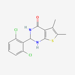 molecular formula C14H12Cl2N2OS B10897479 2-(2,6-dichlorophenyl)-5,6-dimethyl-2,3-dihydrothieno[2,3-d]pyrimidin-4(1H)-one 