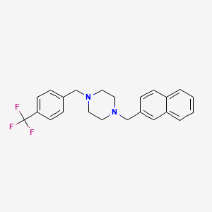 molecular formula C23H23F3N2 B10897496 1-(Naphthalen-2-ylmethyl)-4-[4-(trifluoromethyl)benzyl]piperazine 