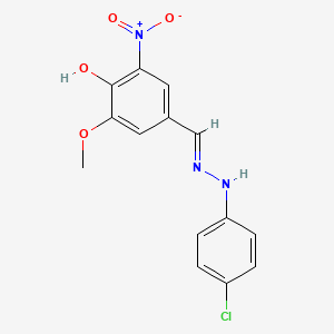 molecular formula C14H12ClN3O4 B10897519 4-Hydroxy-3-nitro-5-methoxybenzaldehyde (4-chlorophenyl)hydrazone 