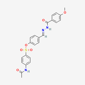 molecular formula C23H21N3O6S B10897530 4-[(E)-{2-[(4-methoxyphenyl)carbonyl]hydrazinylidene}methyl]phenyl 4-(acetylamino)benzenesulfonate 