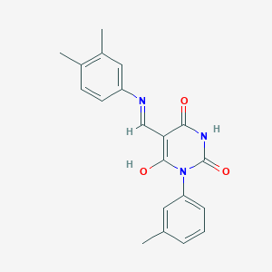 (5Z)-5-{[(3,4-dimethylphenyl)amino]methylidene}-6-hydroxy-3-(3-methylphenyl)pyrimidine-2,4(3H,5H)-dione