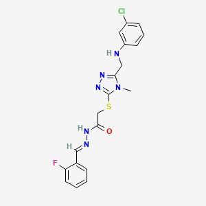 2-[(5-{[(3-chlorophenyl)amino]methyl}-4-methyl-4H-1,2,4-triazol-3-yl)sulfanyl]-N'-[(E)-(2-fluorophenyl)methylidene]acetohydrazide