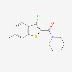 molecular formula C15H16ClNOS B10897566 3-Chloro-6-methylbenzo[b]thiophen-2-yl piperidyl ketone 