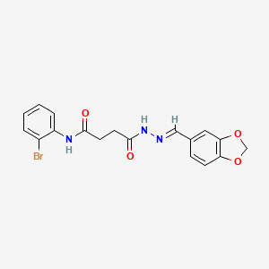 4-[(2E)-2-(1,3-benzodioxol-5-ylmethylidene)hydrazinyl]-N-(2-bromophenyl)-4-oxobutanamide