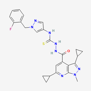 2-[(3,6-dicyclopropyl-1-methyl-1H-pyrazolo[3,4-b]pyridin-4-yl)carbonyl]-N-[1-(2-fluorobenzyl)-1H-pyrazol-4-yl]hydrazinecarbothioamide