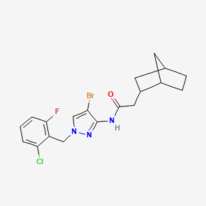 molecular formula C19H20BrClFN3O B10897662 2-(bicyclo[2.2.1]hept-2-yl)-N-[4-bromo-1-(2-chloro-6-fluorobenzyl)-1H-pyrazol-3-yl]acetamide 