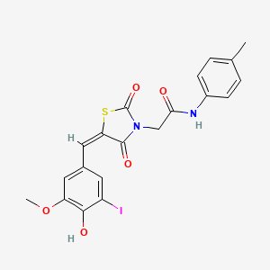 2-[(5E)-5-(4-hydroxy-3-iodo-5-methoxybenzylidene)-2,4-dioxo-1,3-thiazolidin-3-yl]-N-(4-methylphenyl)acetamide