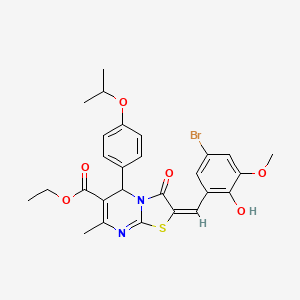 molecular formula C27H27BrN2O6S B10897778 ethyl (2E)-2-(5-bromo-2-hydroxy-3-methoxybenzylidene)-7-methyl-3-oxo-5-[4-(propan-2-yloxy)phenyl]-2,3-dihydro-5H-[1,3]thiazolo[3,2-a]pyrimidine-6-carboxylate 