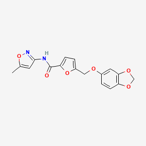 molecular formula C17H14N2O6 B10897781 5-[(1,3-benzodioxol-5-yloxy)methyl]-N-(5-methyl-1,2-oxazol-3-yl)furan-2-carboxamide 