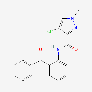 molecular formula C18H14ClN3O2 B10897786 4-chloro-1-methyl-N-[2-(phenylcarbonyl)phenyl]-1H-pyrazole-3-carboxamide 