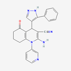 molecular formula C24H20N6O B10897803 2-amino-5-oxo-4-(3-phenyl-1H-pyrazol-4-yl)-1-(pyridin-3-yl)-1,4,5,6,7,8-hexahydroquinoline-3-carbonitrile 