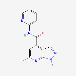 molecular formula C14H13N5O B10897844 1,6-dimethyl-N-(pyridin-2-yl)-1H-pyrazolo[3,4-b]pyridine-4-carboxamide 