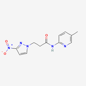 molecular formula C12H13N5O3 B10897852 3-{3-nitro-1H-pyrazol-1-yl}-N-(5-methyl-2-pyridinyl)propanamide 