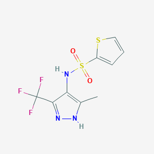 molecular formula C9H8F3N3O2S2 B10897867 N-[5-methyl-3-(trifluoromethyl)-1H-pyrazol-4-yl]thiophene-2-sulfonamide 