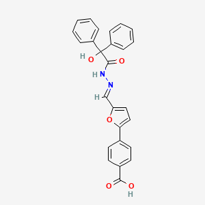 4-{5-[(E)-{2-[hydroxy(diphenyl)acetyl]hydrazinylidene}methyl]furan-2-yl}benzoic acid