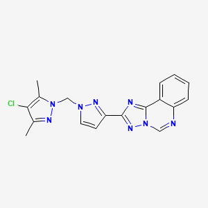 molecular formula C18H15ClN8 B10897894 2-{1-[(4-chloro-3,5-dimethyl-1H-pyrazol-1-yl)methyl]-1H-pyrazol-3-yl}[1,2,4]triazolo[1,5-c]quinazoline 