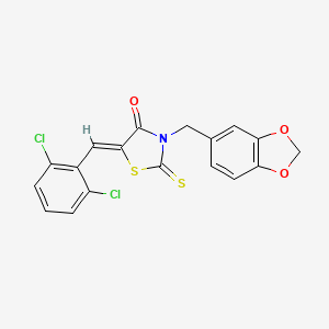 molecular formula C18H11Cl2NO3S2 B10897908 (5Z)-3-(1,3-benzodioxol-5-ylmethyl)-5-(2,6-dichlorobenzylidene)-2-thioxo-1,3-thiazolidin-4-one 