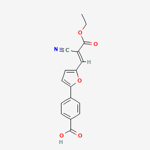 molecular formula C17H13NO5 B10897930 4-{5-[(1E)-2-cyano-3-ethoxy-3-oxoprop-1-en-1-yl]furan-2-yl}benzoic acid 