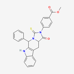 molecular formula C27H21N3O3S B10897950 Methyl 4-[1-oxo-5-phenyl-3-thioxo-5,6,11,11A-tetrahydro-1H-imidazo[1,5-B]beta-carbolin-2(3H)-YL]benzoate 