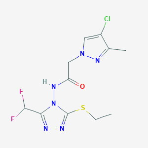 2-(4-chloro-3-methyl-1H-pyrazol-1-yl)-N-[3-(difluoromethyl)-5-(ethylsulfanyl)-4H-1,2,4-triazol-4-yl]acetamide