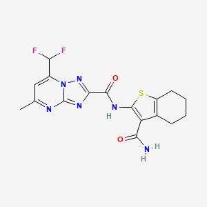 molecular formula C17H16F2N6O2S B10897972 N-(3-carbamoyl-4,5,6,7-tetrahydro-1-benzothiophen-2-yl)-7-(difluoromethyl)-5-methyl[1,2,4]triazolo[1,5-a]pyrimidine-2-carboxamide 