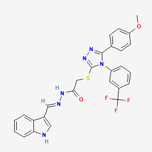 molecular formula C27H21F3N6O2S B10898030 N'-(1H-indol-3-ylmethylene)-2-({5-(4-methoxyphenyl)-4-[3-(trifluoromethyl)phenyl]-4H-1,2,4-triazol-3-yl}sulfanyl)acetohydrazide 