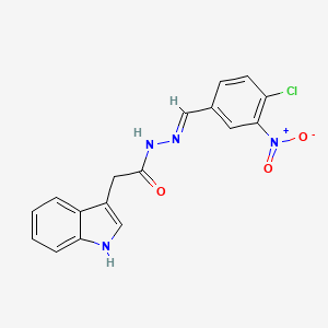 molecular formula C17H13ClN4O3 B10898036 N'-[(E)-(4-chloro-3-nitrophenyl)methylidene]-2-(1H-indol-3-yl)acetohydrazide 