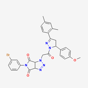 5-(3-bromophenyl)-1-{2-[3-(2,4-dimethylphenyl)-5-(4-methoxyphenyl)-4,5-dihydro-1H-pyrazol-1-yl]-2-oxoethyl}-3a,6a-dihydropyrrolo[3,4-d][1,2,3]triazole-4,6(1H,5H)-dione