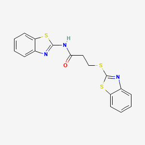 molecular formula C17H13N3OS3 B10898101 N-(1,3-benzothiazol-2-yl)-3-(1,3-benzothiazol-2-ylsulfanyl)propanamide 