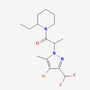 molecular formula C15H22BrF2N3O B10898122 2-[4-bromo-3-(difluoromethyl)-5-methyl-1H-pyrazol-1-yl]-1-(2-ethylpiperidin-1-yl)propan-1-one 