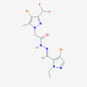 2-[4-bromo-3-(difluoromethyl)-5-methyl-1H-pyrazol-1-yl]-N'-[(E)-(4-bromo-1-ethyl-1H-pyrazol-5-yl)methylidene]acetohydrazide