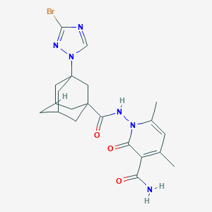 molecular formula C21H25BrN6O3 B10898165 1-({[3-(3-Bromo-1H-1,2,4-triazol-1-YL)-1-adamantyl]carbonyl}amino)-4,6-dimethyl-2-oxo-1,2-dihydro-3-pyridinecarboxamide 