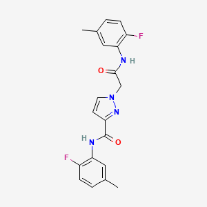 molecular formula C20H18F2N4O2 B10898199 N-(2-fluoro-5-methylphenyl)-1-{2-[(2-fluoro-5-methylphenyl)amino]-2-oxoethyl}-1H-pyrazole-3-carboxamide 