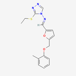 molecular formula C17H18N4O2S B10898213 3-(ethylsulfanyl)-N-[(E)-{5-[(2-methylphenoxy)methyl]furan-2-yl}methylidene]-4H-1,2,4-triazol-4-amine 