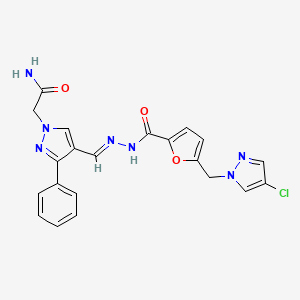 2-(4-{(E)-[2-({5-[(4-chloro-1H-pyrazol-1-yl)methyl]furan-2-yl}carbonyl)hydrazinylidene]methyl}-3-phenyl-1H-pyrazol-1-yl)acetamide