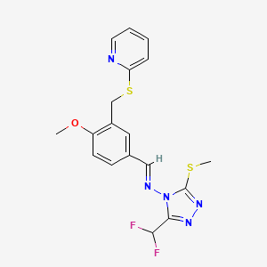 3-(difluoromethyl)-N-[(E)-{4-methoxy-3-[(pyridin-2-ylsulfanyl)methyl]phenyl}methylidene]-5-(methylsulfanyl)-4H-1,2,4-triazol-4-amine