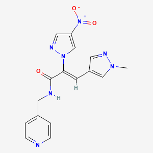 molecular formula C16H15N7O3 B10898294 (2Z)-3-(1-methyl-1H-pyrazol-4-yl)-2-(4-nitro-1H-pyrazol-1-yl)-N-(pyridin-4-ylmethyl)prop-2-enamide 