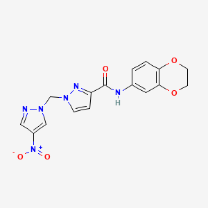 N-(2,3-dihydro-1,4-benzodioxin-6-yl)-1-[(4-nitro-1H-pyrazol-1-yl)methyl]-1H-pyrazole-3-carboxamide