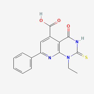 molecular formula C16H13N3O3S B10898375 1-Ethyl-4-oxo-7-phenyl-2-sulfanyl-1,4-dihydropyrido[2,3-d]pyrimidine-5-carboxylic acid 