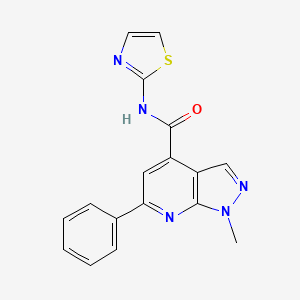 molecular formula C17H13N5OS B10898386 1-methyl-6-phenyl-N-(1,3-thiazol-2-yl)-1H-pyrazolo[3,4-b]pyridine-4-carboxamide 