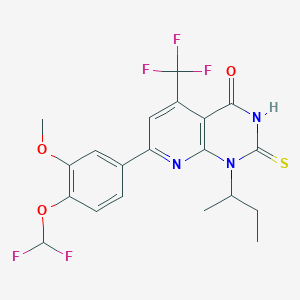 molecular formula C20H18F5N3O3S B10898387 1-(butan-2-yl)-7-[4-(difluoromethoxy)-3-methoxyphenyl]-2-sulfanyl-5-(trifluoromethyl)pyrido[2,3-d]pyrimidin-4(1H)-one 