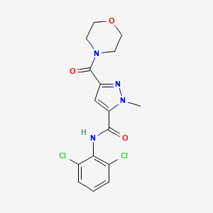 molecular formula C16H16Cl2N4O3 B10898394 N-(2,6-dichlorophenyl)-1-methyl-3-(morpholin-4-ylcarbonyl)-1H-pyrazole-5-carboxamide 