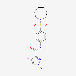 molecular formula C17H21IN4O3S B10898401 N-[4-(azepan-1-ylsulfonyl)phenyl]-4-iodo-1-methyl-1H-pyrazole-3-carboxamide 