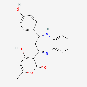 (3E)-3-[4-(4-hydroxyphenyl)-1,3,4,5-tetrahydro-2H-1,5-benzodiazepin-2-ylidene]-6-methyl-2H-pyran-2,4(3H)-dione