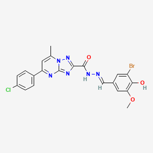 molecular formula C21H16BrClN6O3 B10898470 N'-(3-bromo-4-hydroxy-5-methoxybenzylidene)-5-(4-chlorophenyl)-7-methyl[1,2,4]triazolo[1,5-a]pyrimidine-2-carbohydrazide 