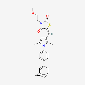 5-((E)-1-{1-[4-(1-Adamantyl)phenyl]-2,5-dimethyl-1H-pyrrol-3-YL}methylidene)-3-(2-methoxyethyl)-1,3-thiazolane-2,4-dione