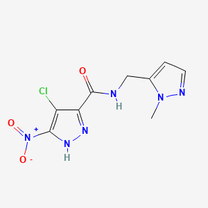 molecular formula C9H9ClN6O3 B10898489 4-chloro-N-[(2-methylpyrazol-3-yl)methyl]-3-nitro-1H-pyrazole-5-carboxamide 