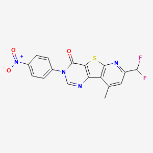 11-(difluoromethyl)-13-methyl-5-(4-nitrophenyl)-8-thia-3,5,10-triazatricyclo[7.4.0.02,7]trideca-1(9),2(7),3,10,12-pentaen-6-one