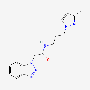 molecular formula C15H18N6O B10898513 2-(1H-benzotriazol-1-yl)-N-[3-(3-methyl-1H-pyrazol-1-yl)propyl]acetamide 